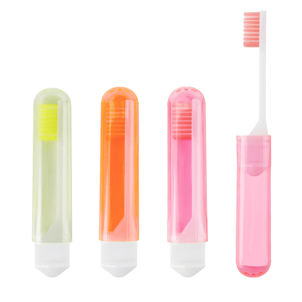 Travel Toothbrush3PCS Travel Toothbrush SetMini Toothbrush Soft Portable Toothbrush Travel with Tooth Brush Cover Small Folding Toothbrush Individually Wrapped Home Travel CampingOrangeYellowPink